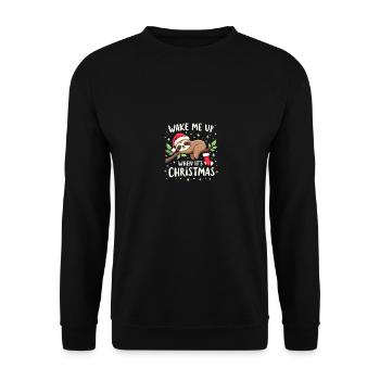 Weck mich auf wenn Weihnachten ist Süßes Faultier - Unisex Pullover - Schwarz - Vorne - Alina (178cm) & Michal (187cm)