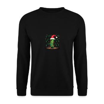 Gurke Weihnachtslichter hässlicher Weihnachtsmütze - Unisex Pullover - Schwarz - Vorne - Alina (178cm) & Michal (187cm)