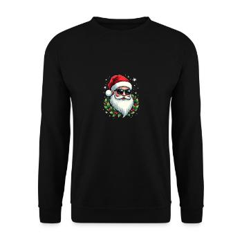 Cooler Weihnachtsmann mit Sonnenbrille Weihnachten - Unisex Pullover - Schwarz - Vorne - Alina (178cm) & Michal (187cm)