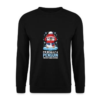 Je suis vraiment un pingouin mignon pingouin d’hiver - Sweat-shirt Unisexe - noir - Devant - Alina (178cm) & Michal (187cm)