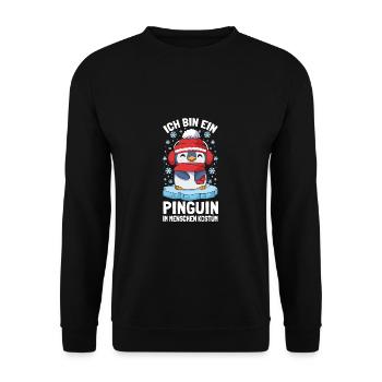 Pinguine Ich Bin Ein Pinguin - Unisex Pullover - Schwarz - Vorne - Alina (178cm) & Michal (187cm)
