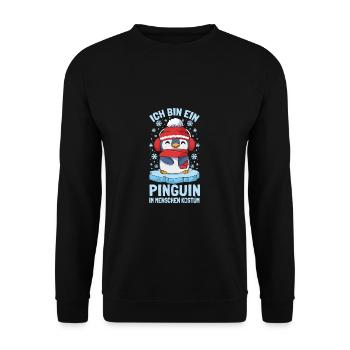 Pinguine Ich Bin Ein Pinguin - Unisex Pullover - Schwarz - Vorne - Alina (178cm) & Michal (187cm)