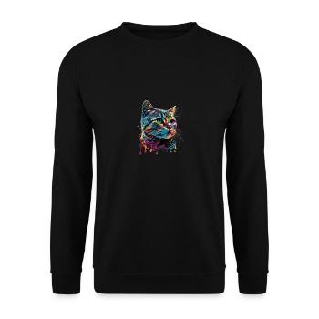 Colorful American Shorthair Cat Gaze - Unisex Pullover - Schwarz - Vorne - Alina (178cm) & Michal (187cm)