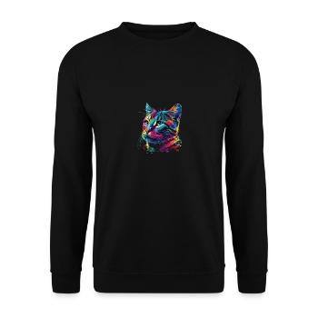 Colorful American Shorthair Cat Gaze - Unisex Pullover - Schwarz - Vorne - Alina (178cm) & Michal (187cm)