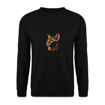 Abyssinian Cat Colorful Gaze - Unisex Pullover - Schwarz - Vorne - Alina (178cm) & Michal (187cm)