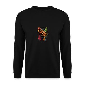 Abyssinian Cat Colorful Gaze - Unisex Pullover - Schwarz - Vorne - Alina (178cm) & Michal (187cm)