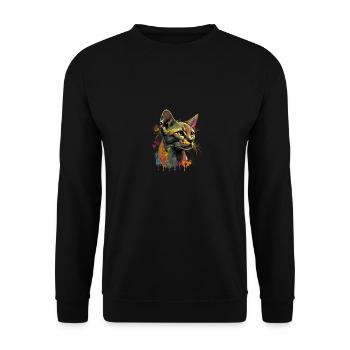 Abyssinian Cat Colorful Gaze - Unisex Pullover - Schwarz - Vorne - Alina (178cm) & Michal (187cm)