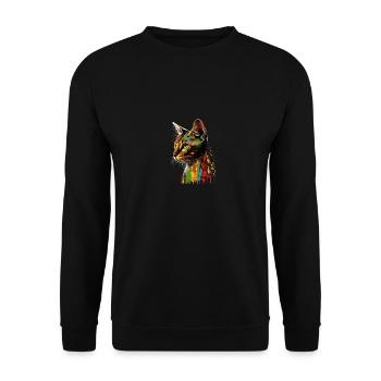 Abyssinian Cat Colorful Gaze - Unisex Pullover - Schwarz - Vorne - Alina (178cm) & Michal (187cm)