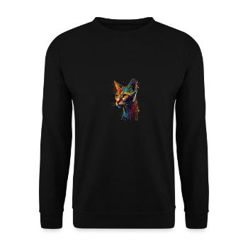 Abyssinian Cat Colorful Gaze - Unisex Pullover - Schwarz - Vorne - Alina (178cm) & Michal (187cm)