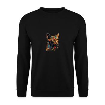 Abyssinian Cat Colorful Gaze - Unisex Pullover - Schwarz - Vorne - Alina (178cm) & Michal (187cm)