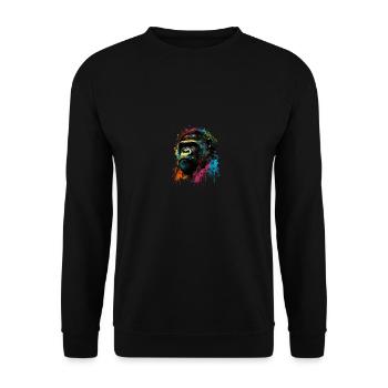 Colorful Gorilla Splash Art Expression - Unisex Pullover - Schwarz - Vorne - Alina (178cm) & Michal (187cm)