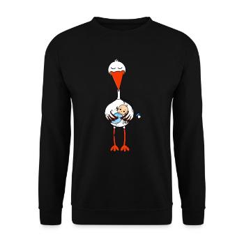 Cigogne de grossesse rétro grunge vintage - Sweat-shirt Unisexe - noir - Devant - Alina (178cm) & Michal (187cm)