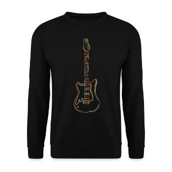 E-Gitarre Lineart Ilustration Gitarrist Geschenk - Unisex Pullover - Schwarz - Vorne - Alina (178cm) & Michal (187cm)