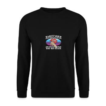 La barmaid en sait plus qu’elle ne le dit Remarque plus - Sweat-shirt Unisexe - noir - Devant - Alina (178cm) & Michal (187cm)