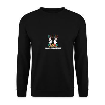 Bei meinen Osterplänen dreht sich alles um Hasen-Schabernack - Unisex Pullover - Schwarz - Vorne - Alina (178cm) & Michal (187cm)