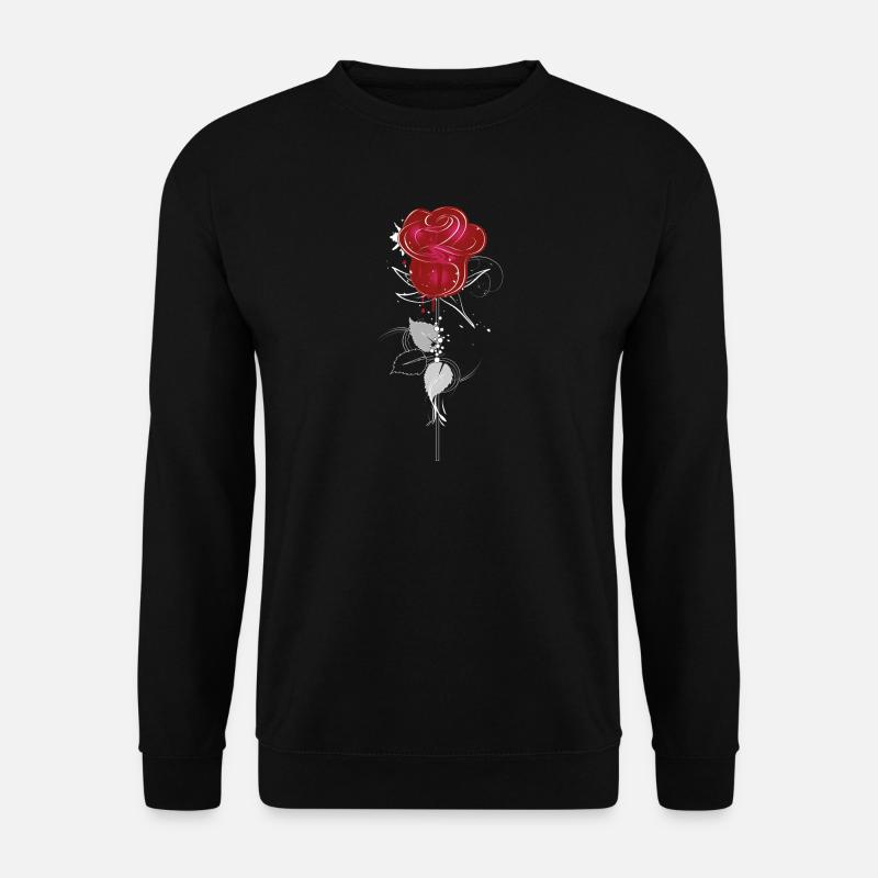 Zeichnung einer roten Rose - Unisex Pullover - Schwarz
