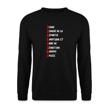 SARCASME définition /Humour noir - Sweat-shirt Unisexe - noir - Devant - Alina (178cm) & Michal (187cm)