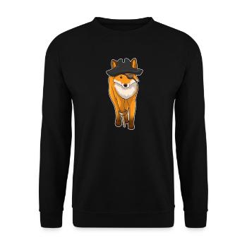 Fuchs Pirat Augenklappe - Unisex Pullover - Schwarz - Vorne - Alina (178cm) & Michal (187cm)