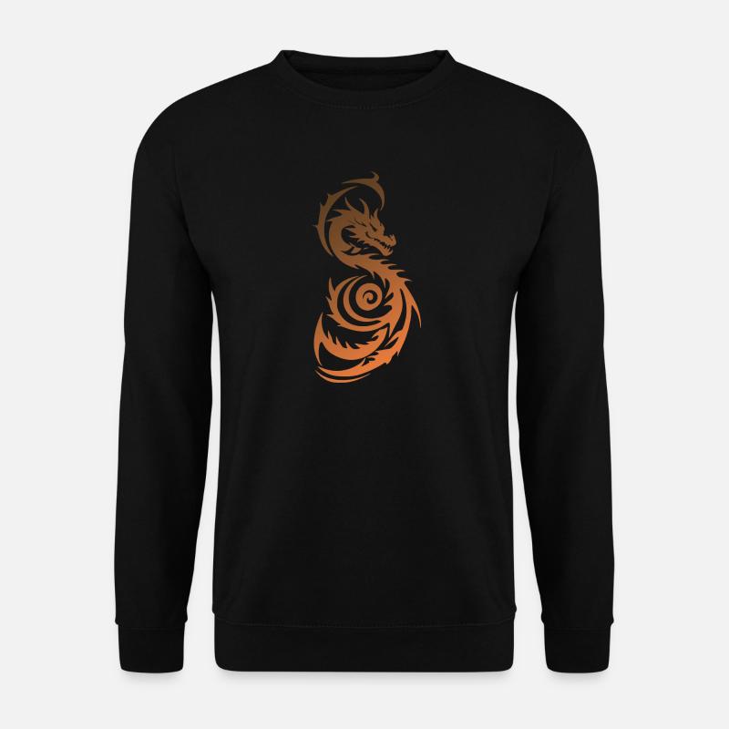 Oranger Tribal Fantasy Drache - Unisex Pullover - Schwarz