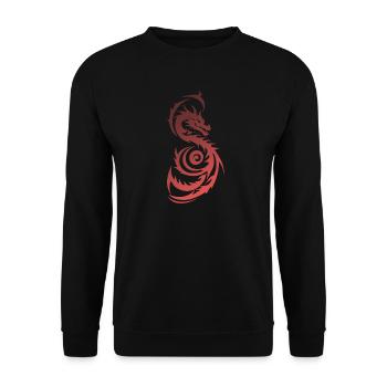 Roter Tribal Fantasy Drache - Unisex Pullover - Schwarz - Vorne - Alina (178cm) & Michal (187cm)