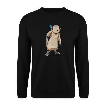 Erdmännchen Dart Dartpfeil - Unisex Pullover - Schwarz - Vorne - Alina (178cm) & Michal (187cm)
