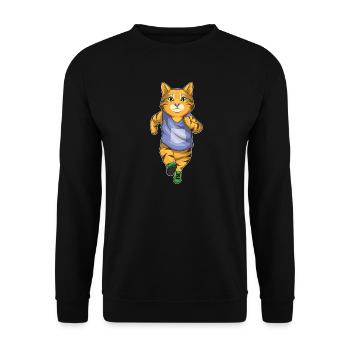 Cat Jogger Jogging Sport - Unisex Sweatshirt - black - Front - Alina (178cm) & Michal (187cm)
