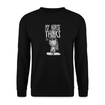 My Horse Thinks I'm Cool Horse Saying - Unisex Sweatshirt - black - Front - Alina (178cm) & Michal (187cm)