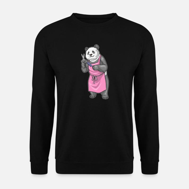 Panda Coiffe Ciseaux Peigne - Sweat-shirt Unisexe - noir