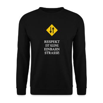 Respekt beginnt auf Augenhöhe - Unisex Pullover - Schwarz - Vorne - Alina (178cm) & Michal (187cm)