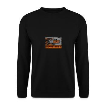 Ich bin in einer Situation mit Meditationssitzungen - Unisex Pullover - Schwarz - Vorne - Alina (178cm) & Michal (187cm)