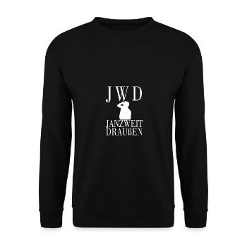 JWD Janz weit draußen - Unisex Pullover - Schwarz - Vorne - Alina (178cm) & Michal (187cm)