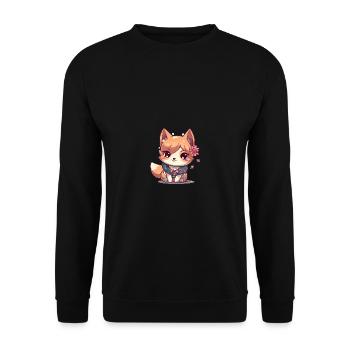 Japanese dog Shiba Inu girl with bandana - Unisex Sweatshirt - black - Front - Alina (178cm) & Michal (187cm)