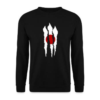 Japan Flag Used Look Nihon Japanese Flag - Unisex Sweatshirt - black - Front - Alina (178cm) & Michal (187cm)