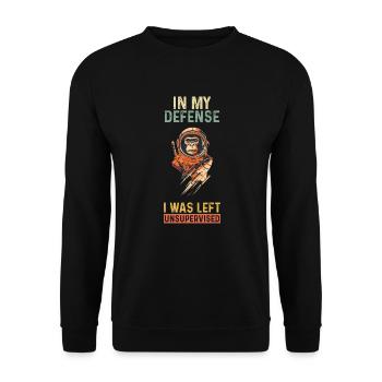 In My Defense I Was Left Unsupervised Monkey - Unisex Sweatshirt - black - Front - Alina (178cm) & Michal (187cm)
