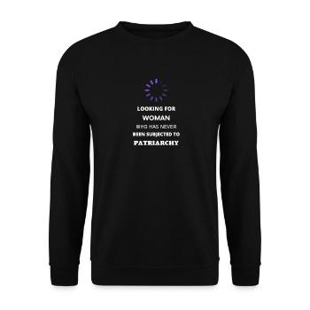 T-shirt féministe - woman and patriarchy - Sweat-shirt Unisexe - noir - Devant - Alina (178cm) & Michal (187cm)