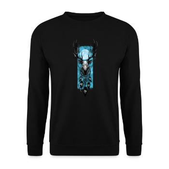 Lunar Harmony: Hirsch und Traumfänger - Unisex Pullover - Schwarz - Vorne - Alina (178cm) & Michal (187cm)