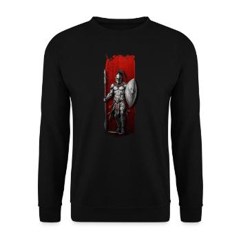 Spartan Warrior with Spear and Shield - Unisex Sweatshirt - black - Front - Alina (178cm) & Michal (187cm)
