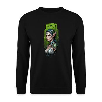 Enchanted Forest elf Guardian - Unisex Sweatshirt - black - Front - Alina (178cm) & Michal (187cm)