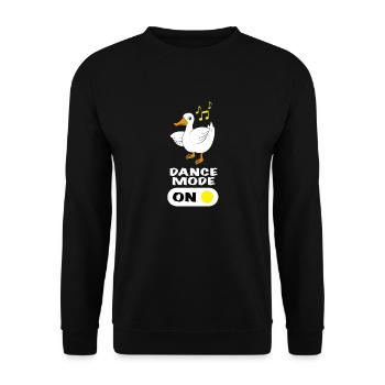 Ente tanzen Spruch Dance Mode On - Unisex Pullover - Schwarz - Vorne - Alina (178cm) & Michal (187cm)