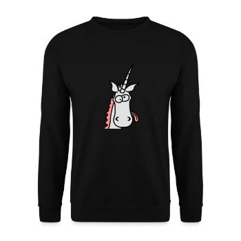 Crazy Unicorn Head - Unisex Sweatshirt - black - Front - Alina (178cm) & Michal (187cm)