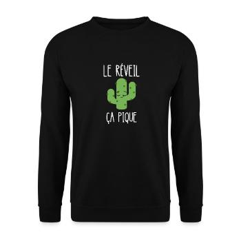 le réveil ça pique - Sweat-shirt Unisexe - noir - Devant - Alina (178cm) & Michal (187cm)
