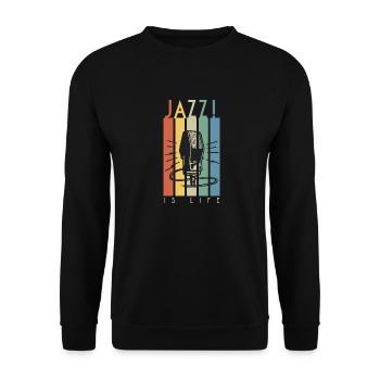 Jazz is Life Vintage Microphone Music Retro Design - Unisex Sweatshirt - black - Front - Alina (178cm) & Michal (187cm)