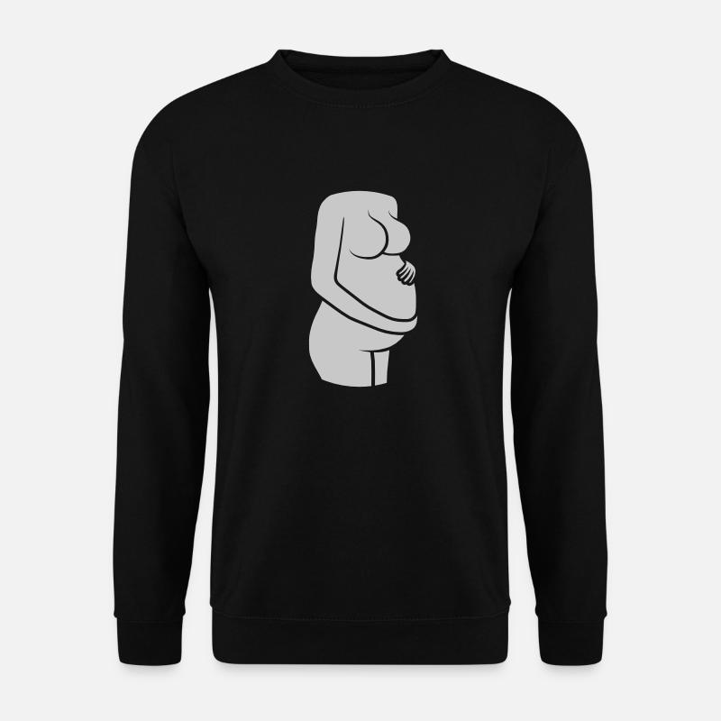 Schwangere Frau hält Bauch - Unisex Pullover - Schwarz