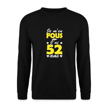 j'ai 52 ans / cadeau anniversaire 52 ans - Sweat-shirt Unisexe - noir - Devant - Alina (178cm) & Michal (187cm)