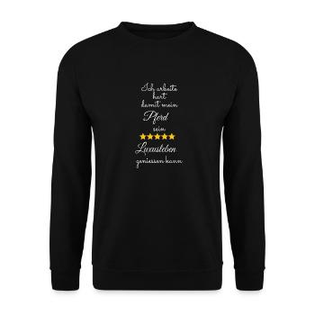 Pferd Luxusleben - Unisex Pullover - Schwarz - Vorne - Alina (178cm) & Michal (187cm)