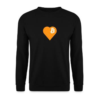 Bitcoin Herz - Unisex Pullover - Schwarz - Vorne - Alina (178cm) & Michal (187cm)