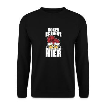 Funny saying: Boxing, beer, that's why I'm here - Unisex Sweatshirt - black - Front - Alina (178cm) & Michal (187cm)