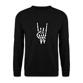Hand Party Zeichen Skelett - Unisex Pullover - Schwarz - Vorne - Alina (178cm) & Michal (187cm)