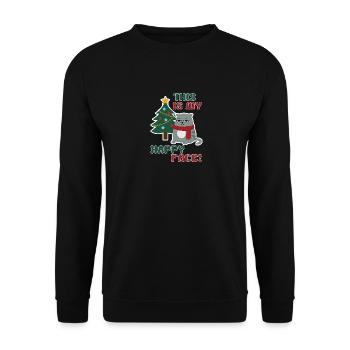 Cat Grumpy Christmas , this is my Happy Face - Unisex Sweatshirt - black - Front - Alina (178cm) & Michal (187cm)