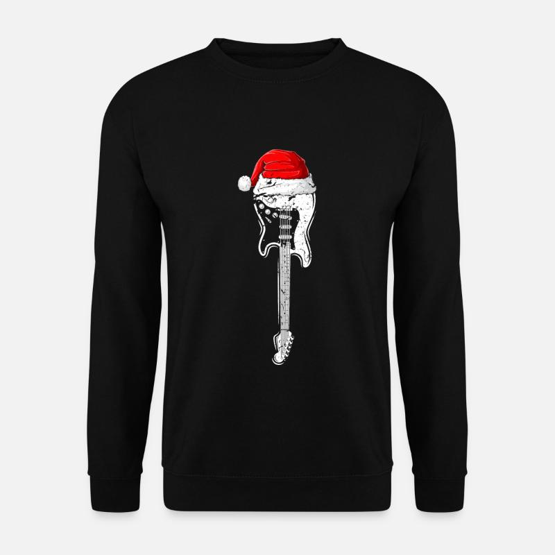 E-Gitarre Weihnachtsmannmütze Weihnachten Xmas - Unisex Pullover - Schwarz